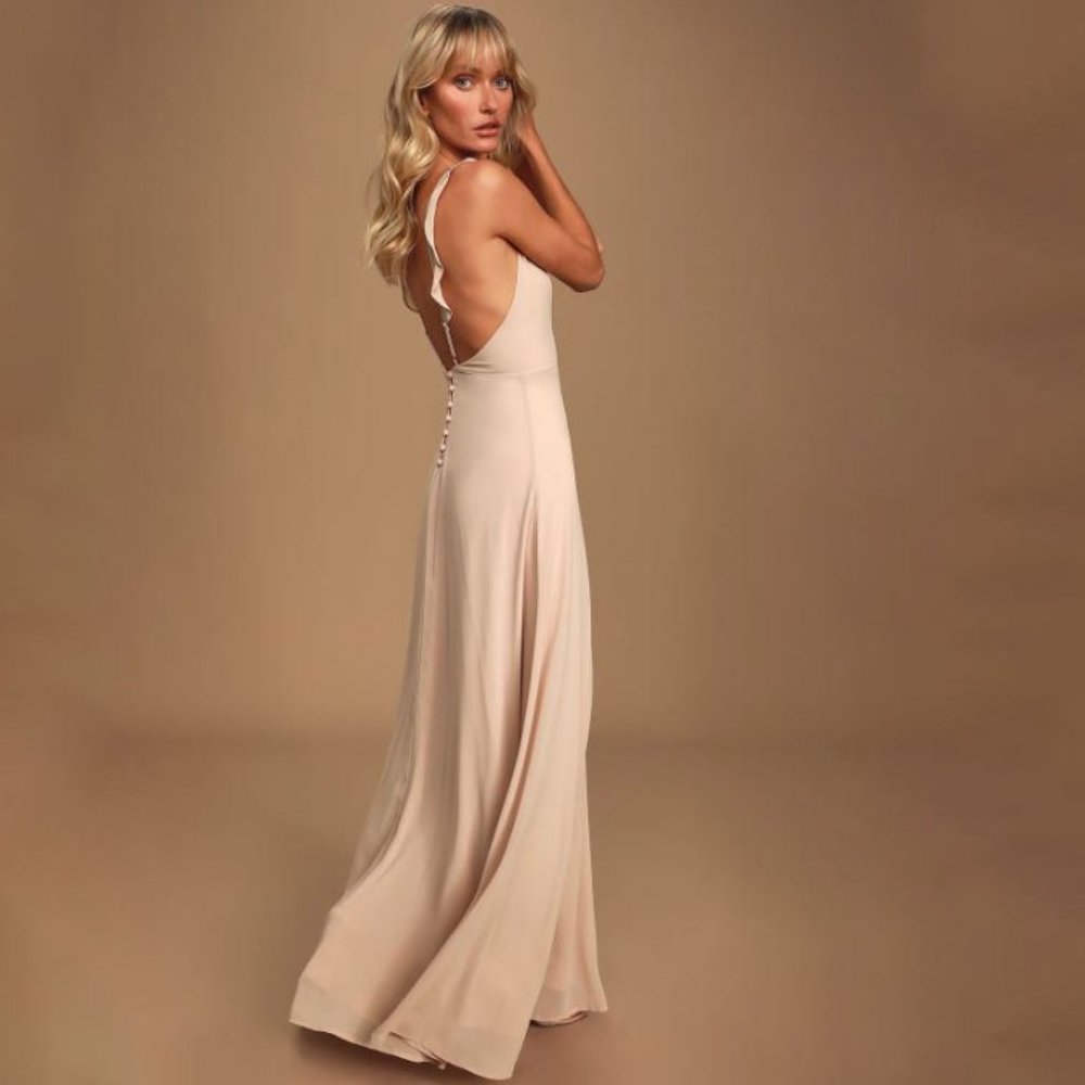 LULU'S Meteoric Rise Blush Maxi Dress Size S